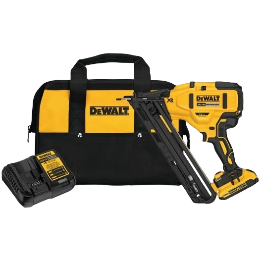 Versatile DEWALT 20V MAX XR 15-Ga. Cordless Angled Finish Nailer Kit Elite