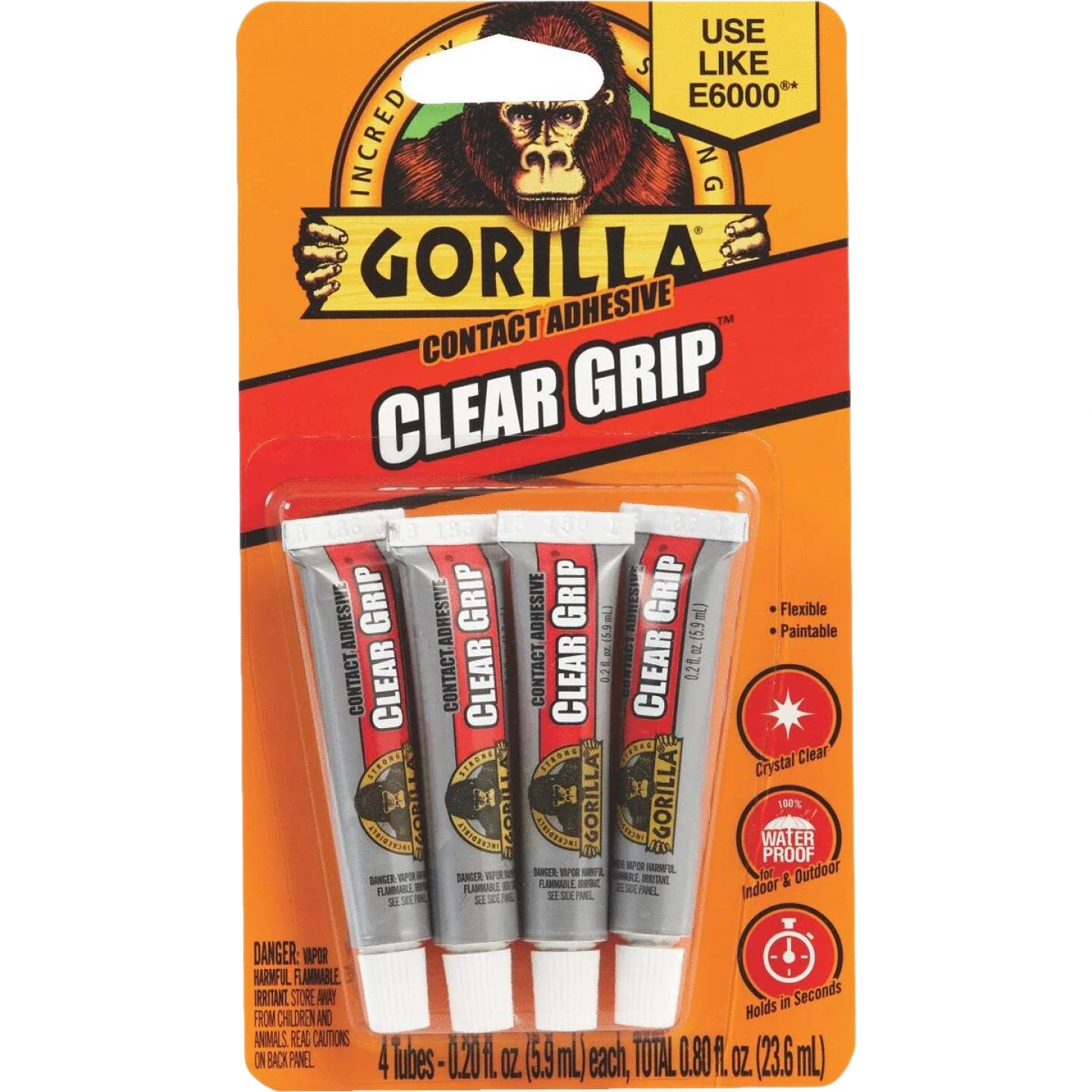 High-Performance Gorilla Clear Grip Multi-Purpose Adhesive 4-Pack 0.2 oz. Powerful
