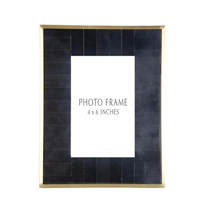 Eco-Friendly K K Interiors Black Tile Brass Photo Frame 4 x 6 in. Secure