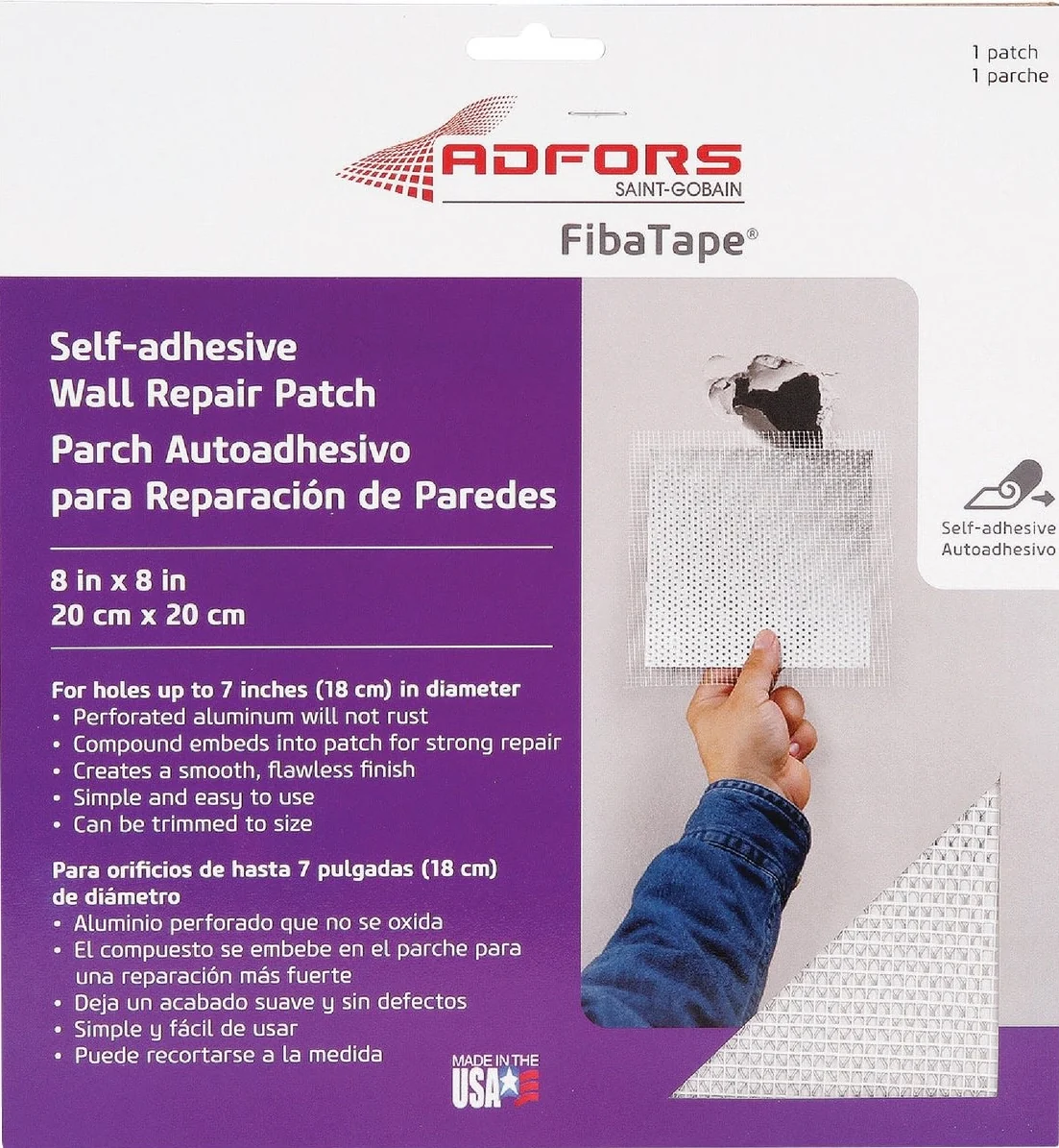 Versatile FibaTape Wall Ceiling Repair Self-Adhesive Drywall Patch 8 x 8 in. World-Class