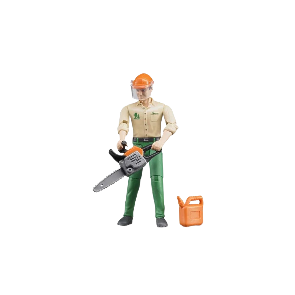 Premium Material Bruder Toys Forestry Worker with Accessories Action Figure Classic