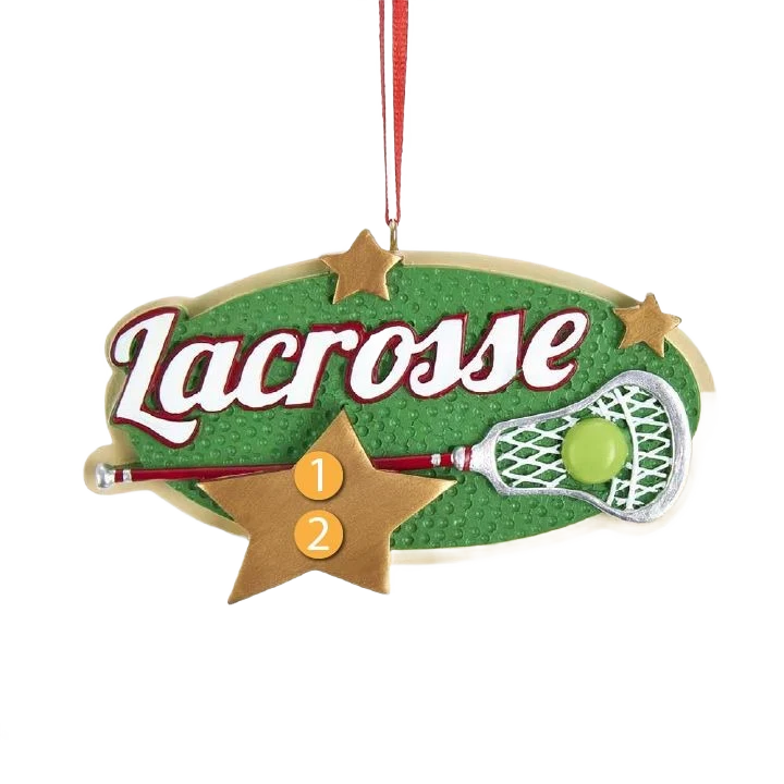 Original Kurt S. Adler Personalized Lacrosse Star Ornament Minimalist