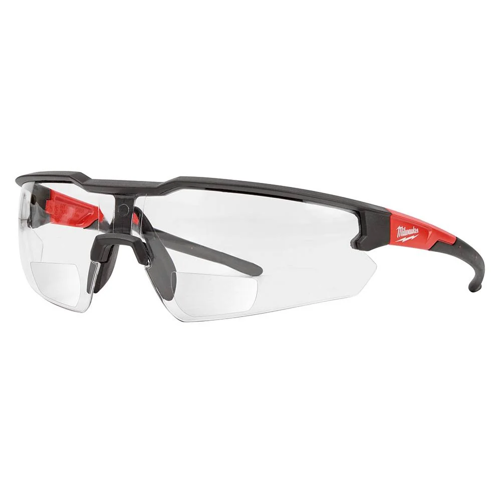 Next-Generation Milwaukee Safety Glasses – 2.00 Magnified Clear Anti-Scratch Lenses Detailed