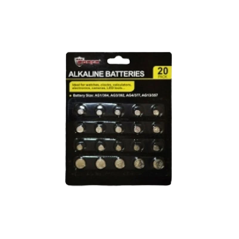 Clean MaxForce Assorted Alkaline Button Cell Batteries 20-Pack Versatile