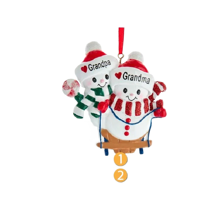 Lightweight Kurt S. Adler Personalized Grandma Grandpa Snow Couple Ornament Authentic