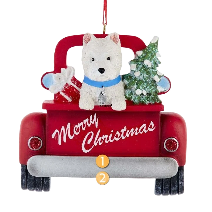 Environmentally Friendly Kurt S. Adler Personalized Merry Christmas West Highland Terrier In Red Truck Ornament Fast