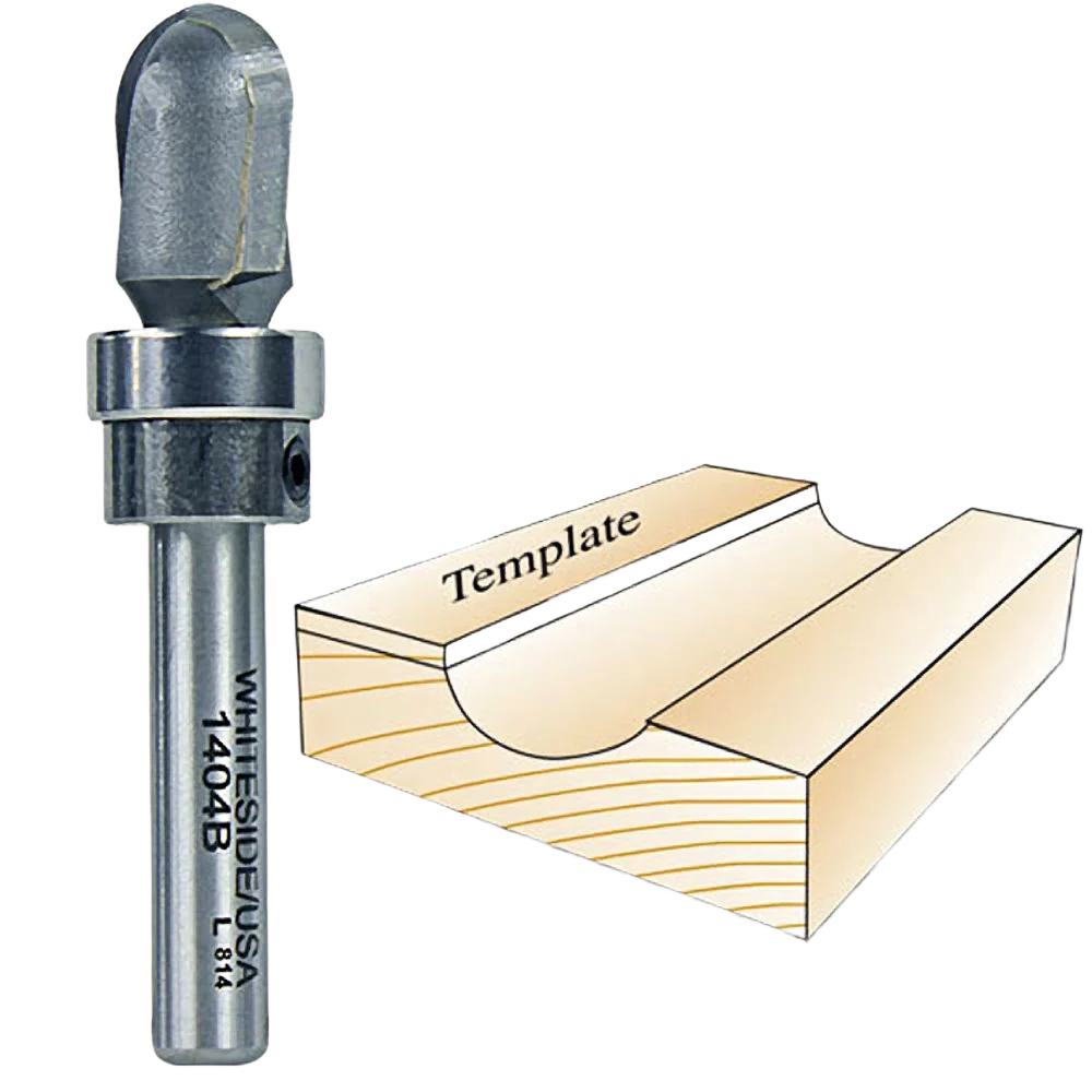 Soft Whiteside Core Box Bit w Bearing 1 4 in. SH x 1 4 in. R x 1 2 in. CD Top-Quality