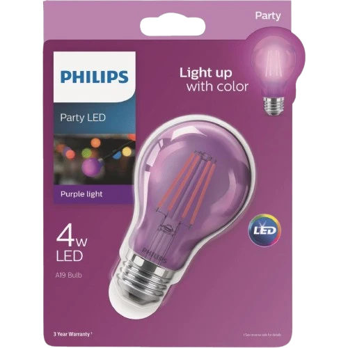 Elite Philips 4 Watt Purple Indoor Outdoor LED Party Light Bulb Casual
