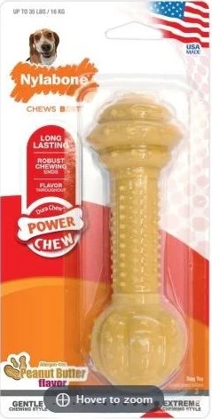 Convenient Nylabone Peanut Butter Flavor Wolf Power Chew Barbell Official