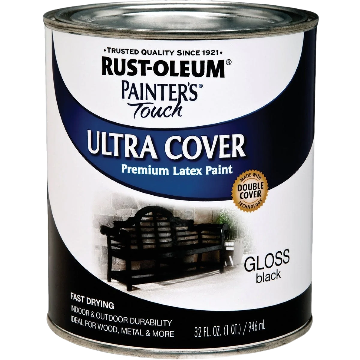 Efficient Rust-Oleum Ultra Cover Multi-Purpose Gloss Black Brush-On Paint 1 Quart Professional