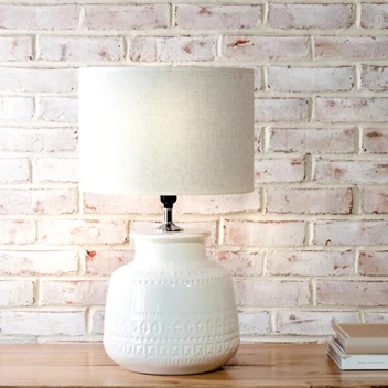 Effective PD Home and Garden White Striped Ceramic Lamp Reliable