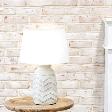 Easy-to-Use PD Home and Garden White Ceramic Chevron Lamp 10 Sustainable