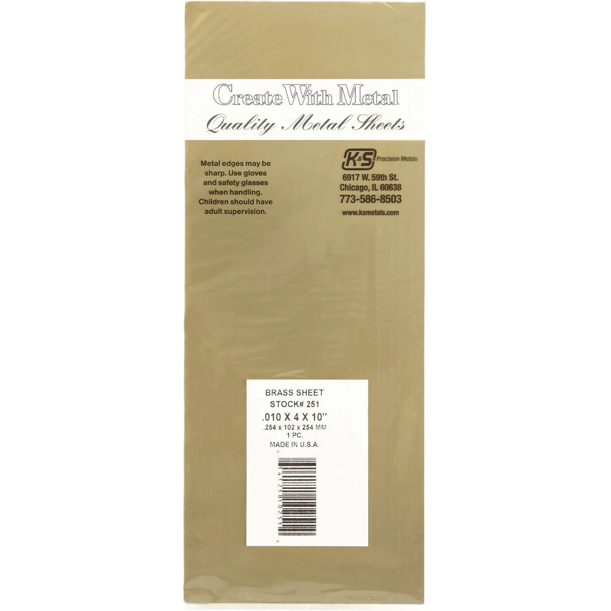 Premium K S Brass Sheet Stock 4 In. x 10 In. x 0.010 In. Outstanding