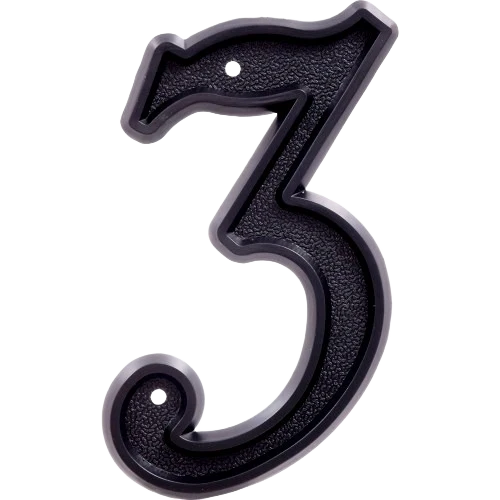 Lightweight Hillman 5.5-In. Matte Black Plastic House Number 3 Contemporary