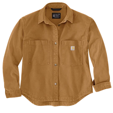 Durable Carhartt Women’s 2XL Brown Rugged Flex reg Loose Fit Heavyweight Duck Overshirt Long-Lasting