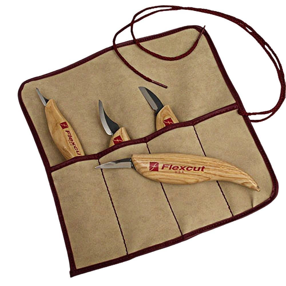 Professional Flexcut 4 Pc. Knife Set Tool Roll Secure