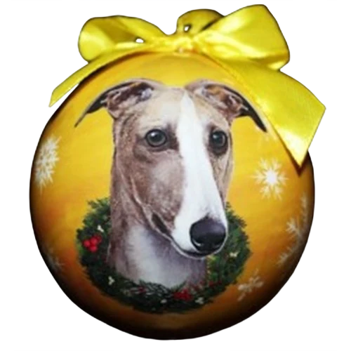 Expertly Made E S Pets Fawn and White Greyhound Christmas Ball Ornament Modern
