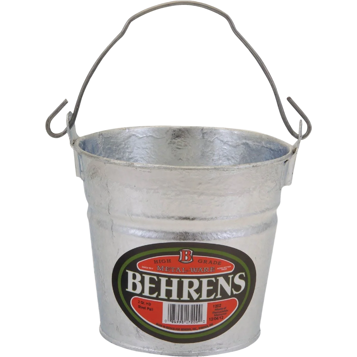 Genuine Behrens Galvanized Hot-Dipped Steel Pail 2 qt. Breathable