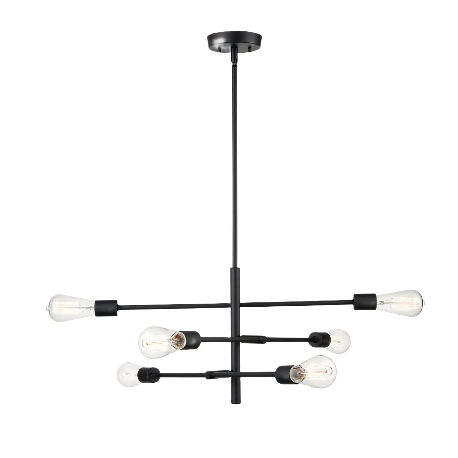 High-End Millennium Lighting Decco Matte Black 6 Light Pendant 74 in. Fine
