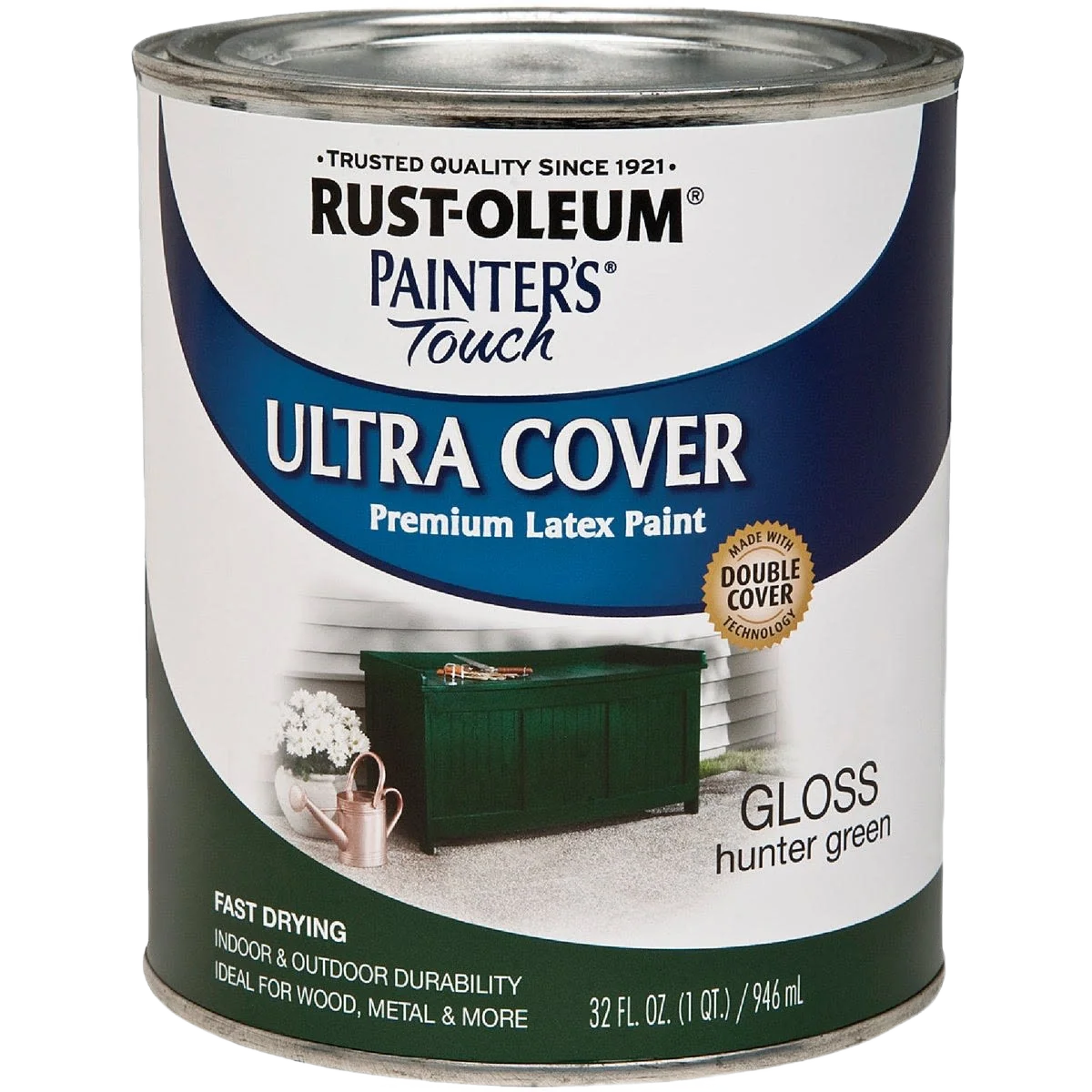 Durable Rust-Oleum Ultra Cover Multi-Purpose Gloss Hunter Green Brush-On Paint 1 Qt. Artisan