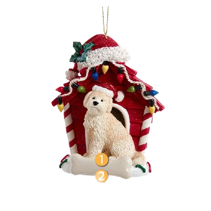 Green Kurt S. Adler Personalized Goldendoodle with Dog House Ornament Easy-to-Use