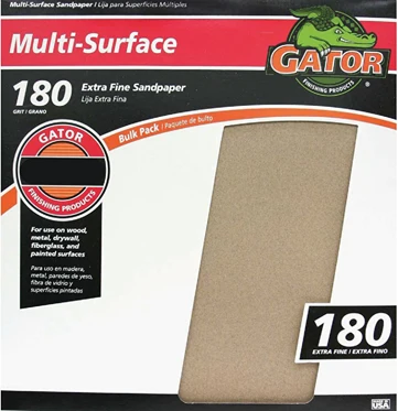 High-Performance Gator 9 x 11 Multi-Surface 180-Grit Extra Fine Sandpaper Single Sheet Original Design
