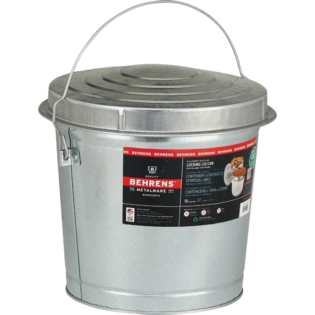 Healthy Behrens 10 Gal. Galvanized Locking Lid Trash Can with Lid Elite