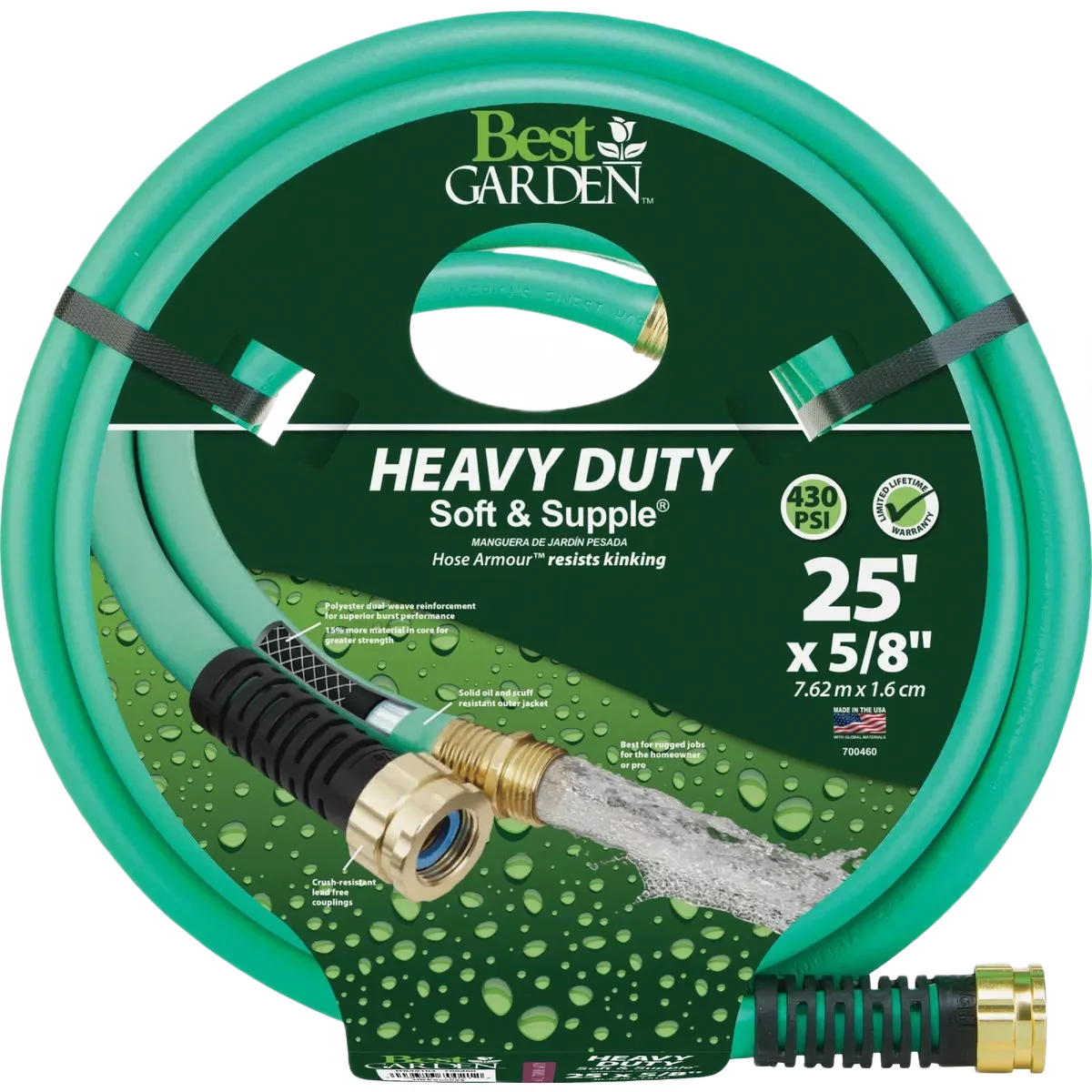 High-Performance Garden 5 8 Dia. x 25′ L. Heavy-Duty Soft Supple Garden Hose Traditional