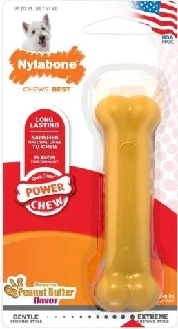 High-Quality Nylabone Peanut Butter Flavor Regular Power Chew Bone Reusable
