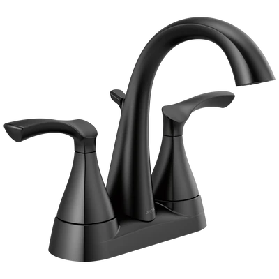 Convenient Delta Sandover Matte Black Two Handle Centerset Bathroom Faucet Luxury