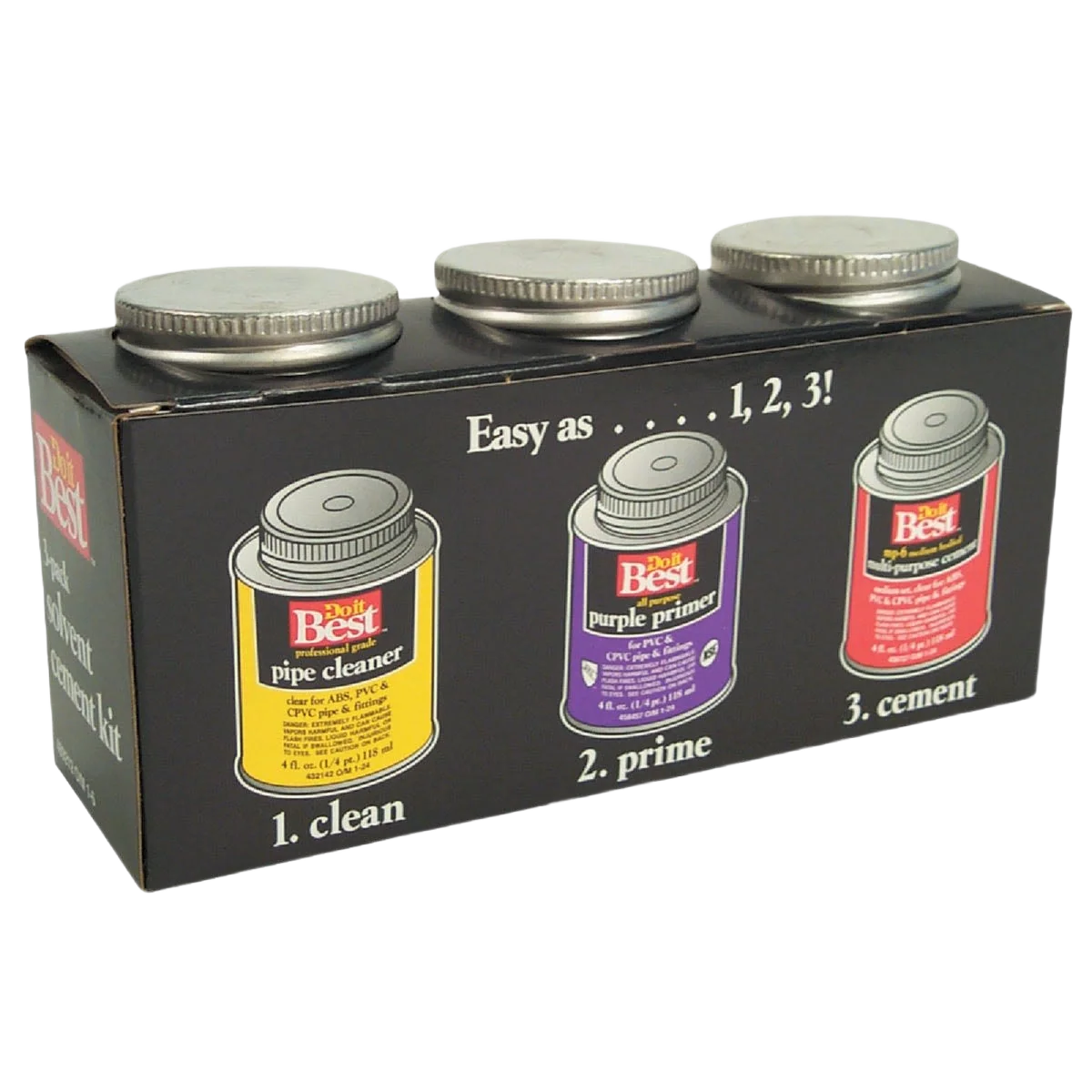 Reliable Do it Cleaner Primer PVC Cement Kit 4 oz. Each 3-Piece Authentic