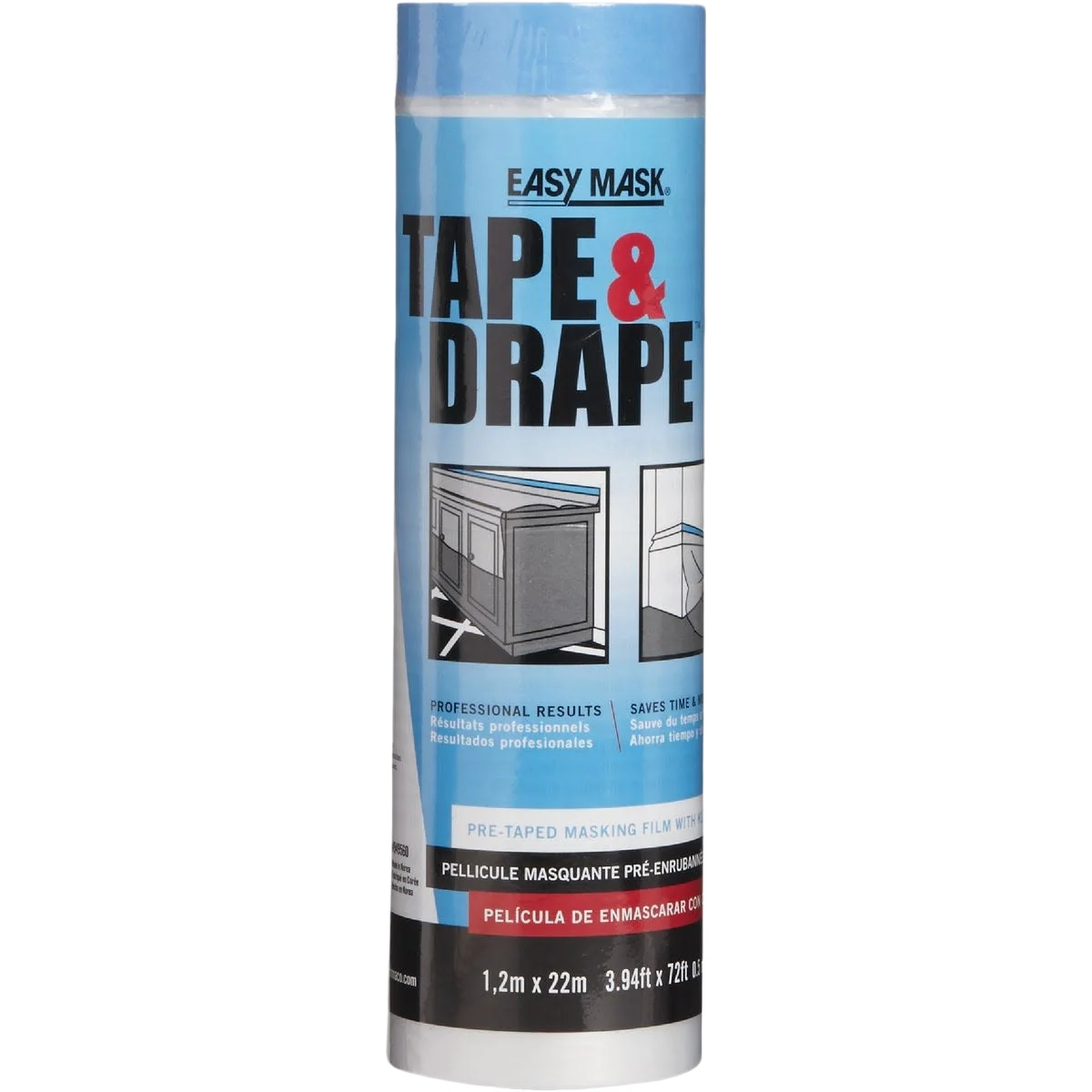 Traditional Trimaco Tape Drape Pre-Taped Plastic Dropcloth 4 x 75 ft. Premium Material