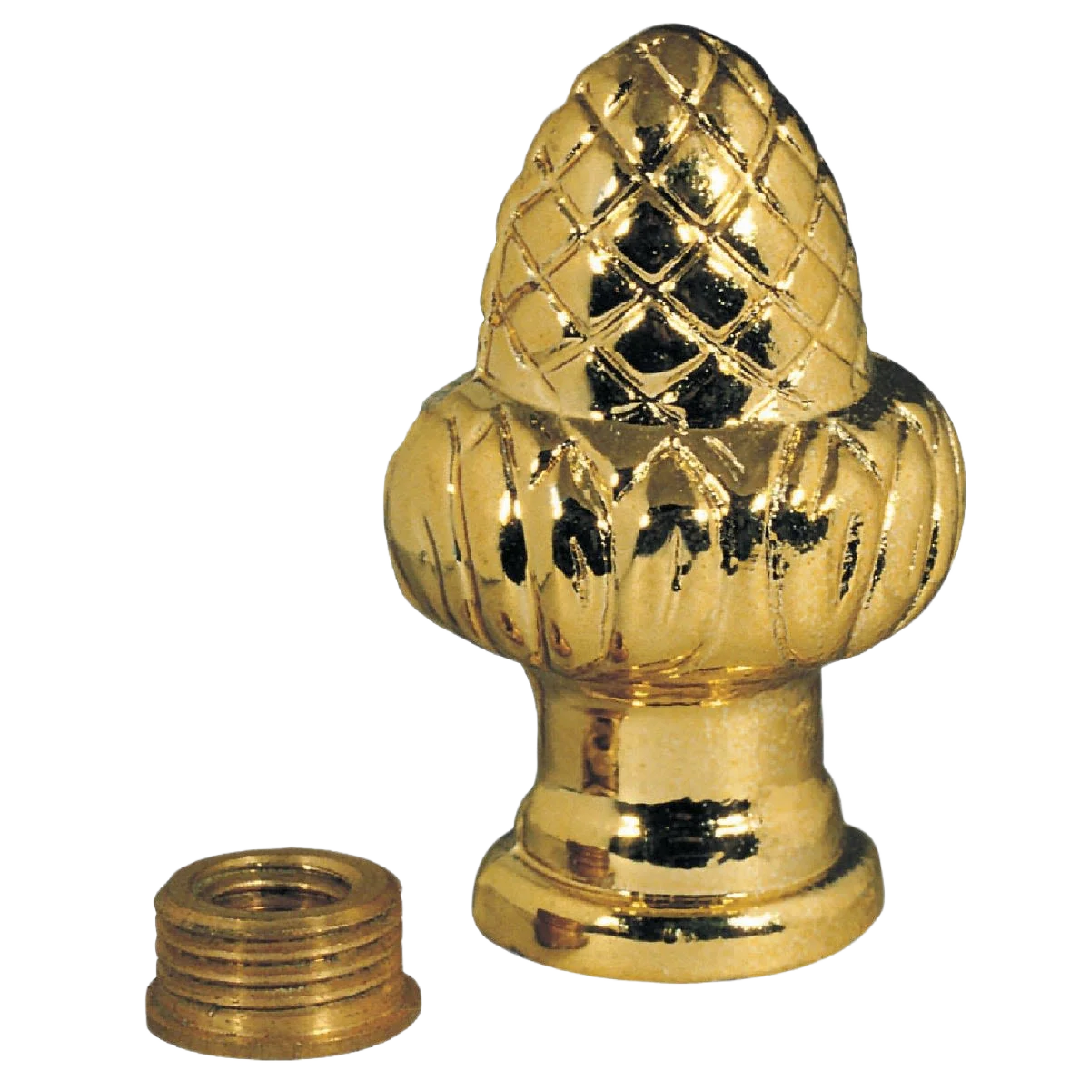 Relaxed Westinghouse Brass Acorn Lamp Finial and Finial Thread Reducer Optimized