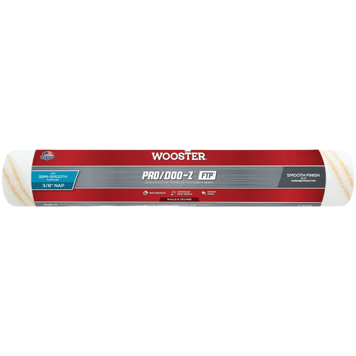 Responsible Wooster Pro DOO-Z FTP Woven Fabric Roller Cover 18 x 3 8 in. Organic