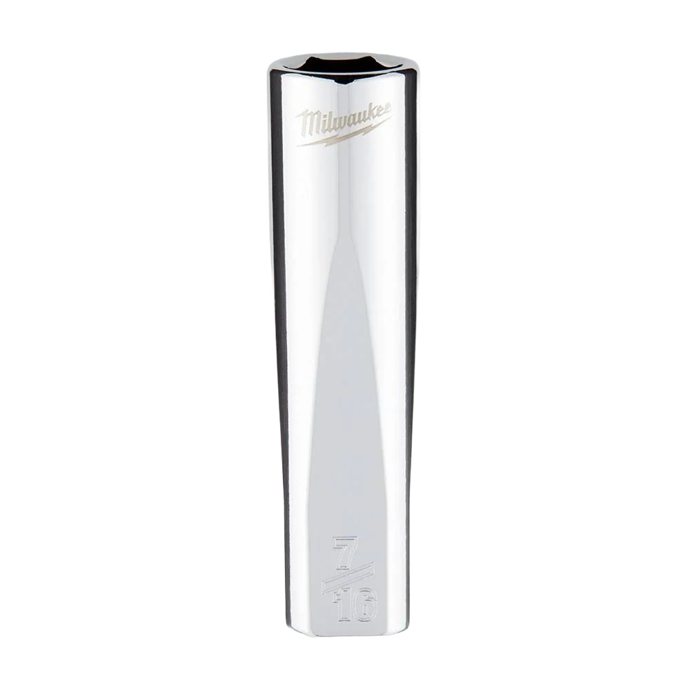 Green Milwaukee 3 8 Drive 7 16 Deep Socket w FOUR FLAT™ Sides Flexible