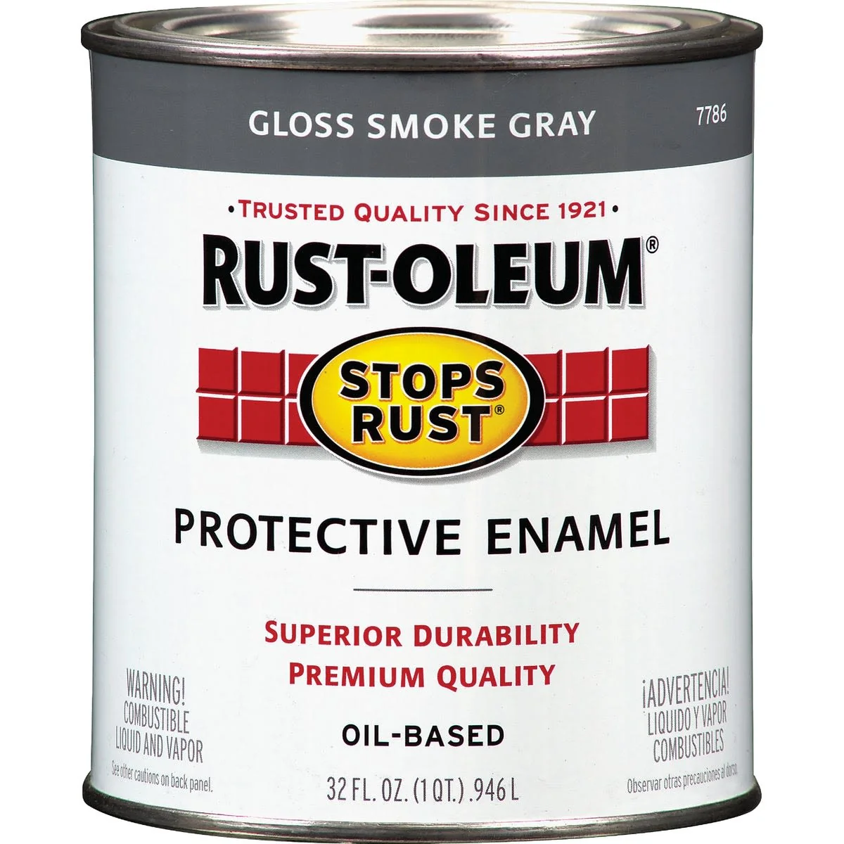 Lightweight Rust-Oleum Stops Rust Glossy Smoke Gray Protective Enamel Brush-On Paint 1 Qt. Effective