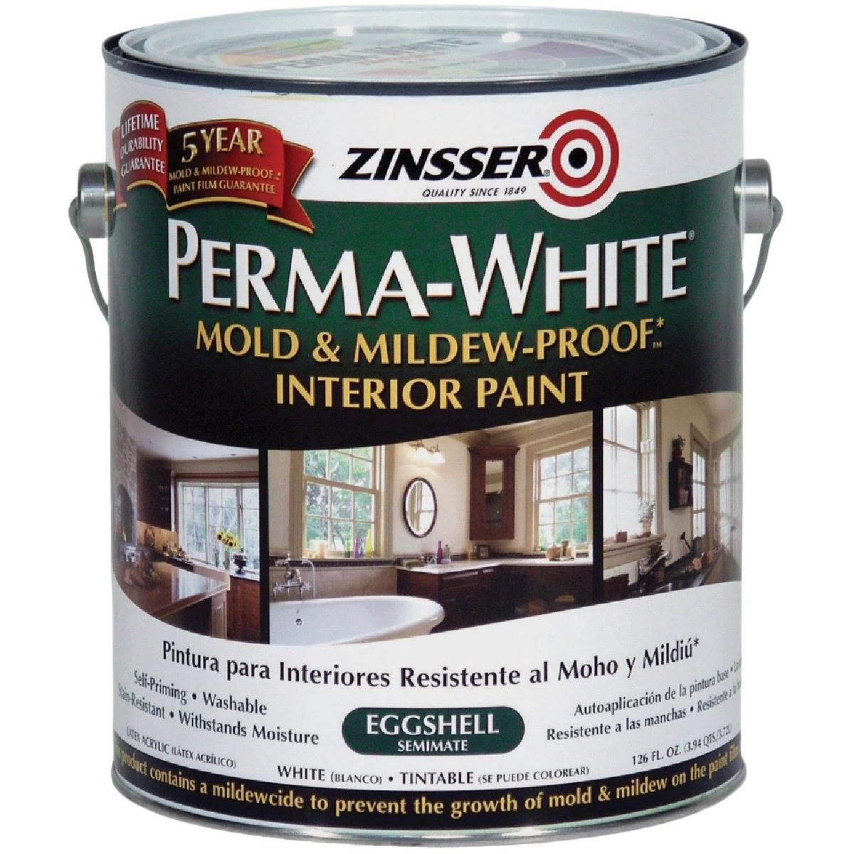 Stylish Zinsser Perma-White White-Tintable Mold Mildew-Proof Eggshell Paint 1 Gal. Innovative