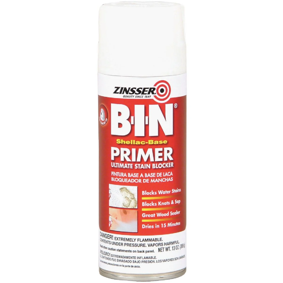 Verified Zinsser B-I-N White Shellac-Base Primer Spray 13 oz. User-Friendly