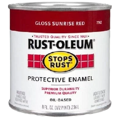 Powerful Rust-Oleum Stops Rust Gloss Sunrise Red Paint 1 2 Pint Practical
