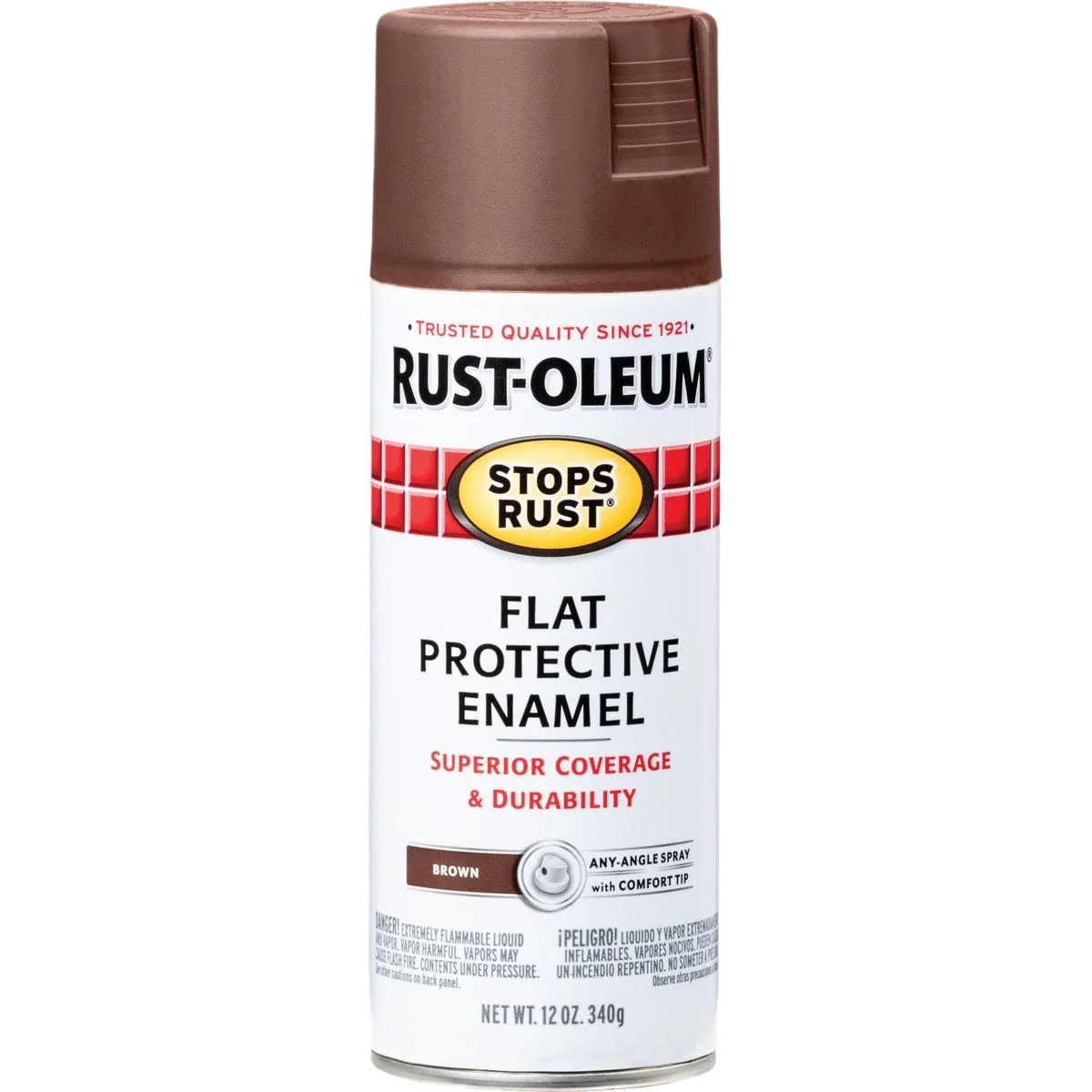 Versatile Rust-Oleum Brown Flat Protective Enamel Spray Paint 12 oz. Smooth