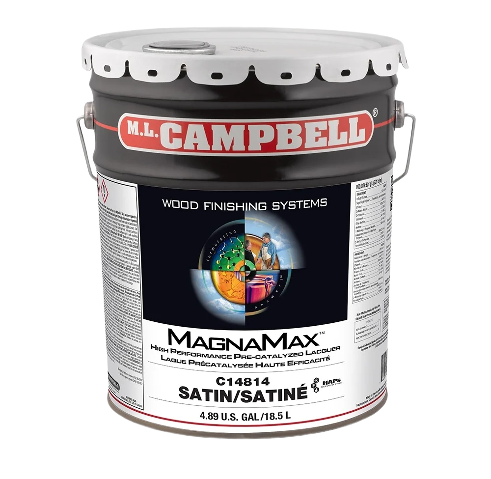 High-Grade M.L. Campbell Magnamax Pre-Catalized Lacquer Satin Gallon Lightweight