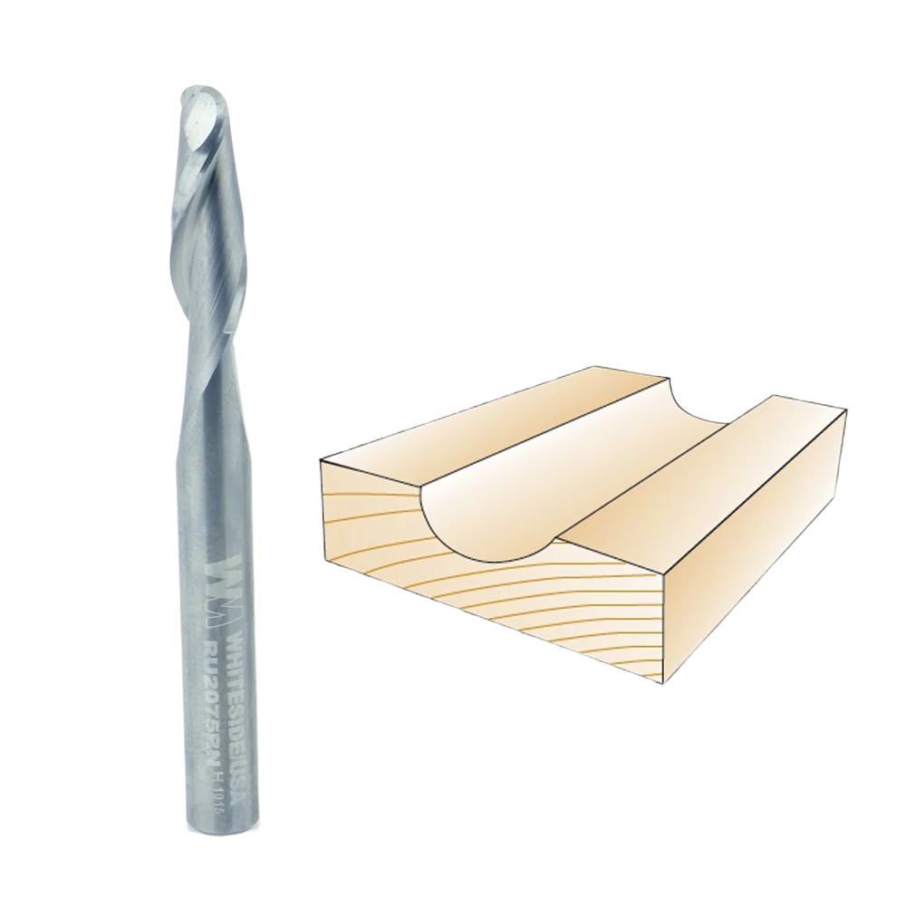 Green Whiteside Upcut Spiral Ball End CNC Router Bit 1 4 in. D x 1 8 in. R Proven