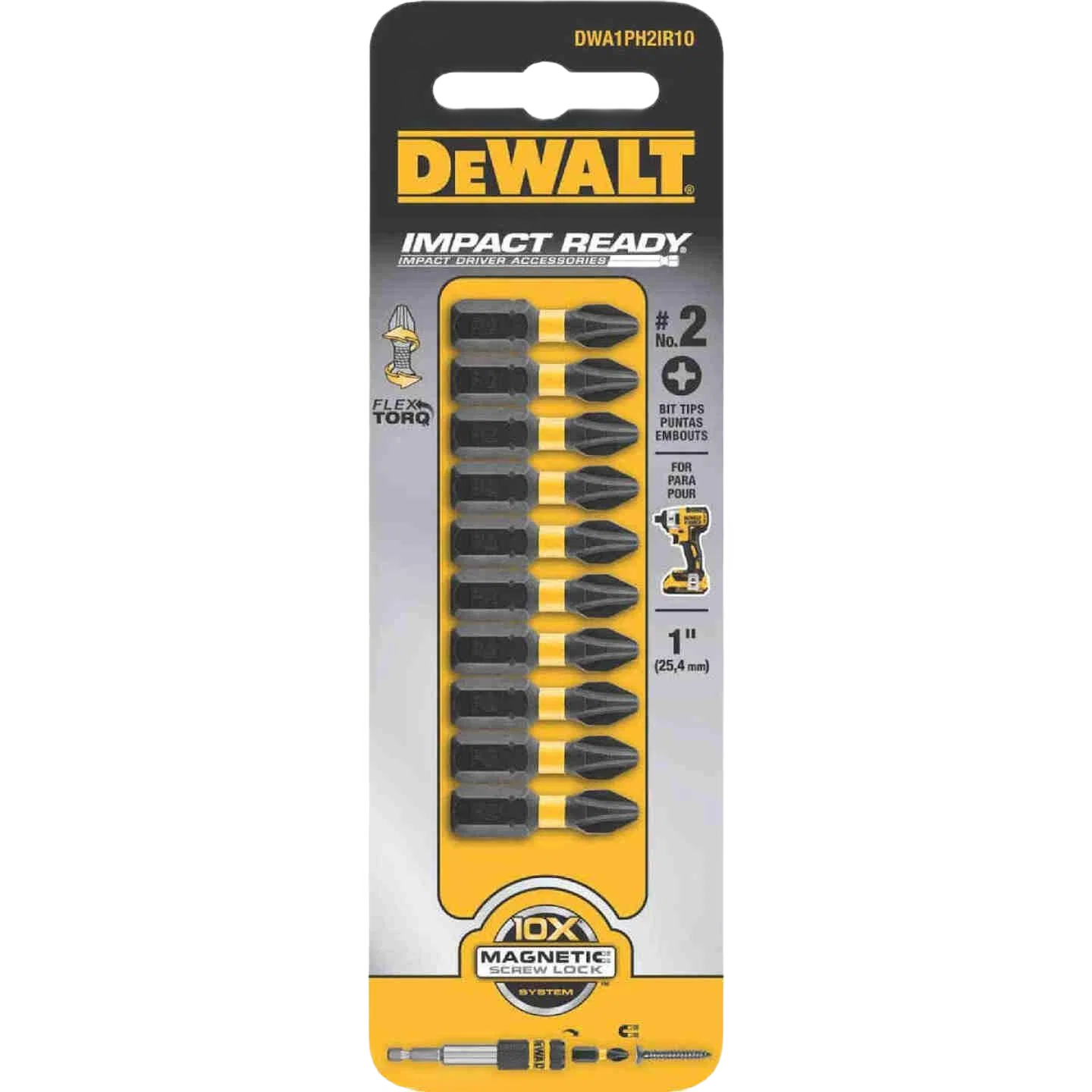 Top-Quality DEWALT 1 2 FLEXTORQ® Phillips Impact Bit 10-Pack High-Grade