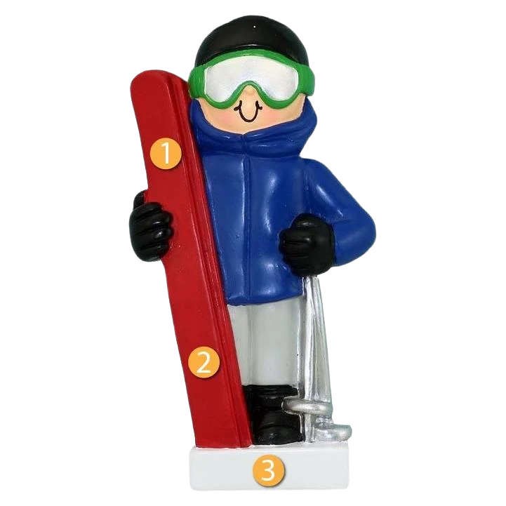 Traditional Ornament Central Personalized Male Skier Ornament Excellent