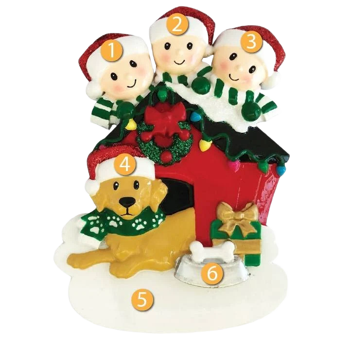 Casual PolarX Personalized Family of 3 with Dog Ornament Sustainable