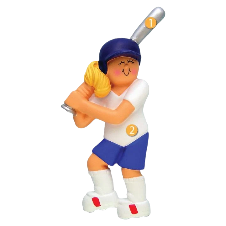 Natural Ornament Central Personalized Female Blonde Softball Player Ornament High-Quality