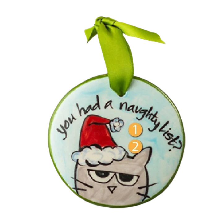 Environmentally Friendly Nola Watkins Collection Personalized Naughty List Ornament Crafted