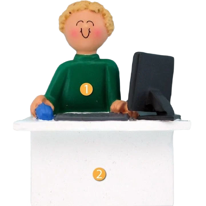 Powerful Ornament Central Personalized Blonde Male Computer User Ornament Official