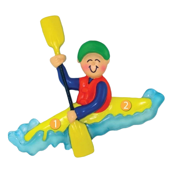 Eco-Friendly Ornament Central Personalized Male Kayaking Ornament Enhanced