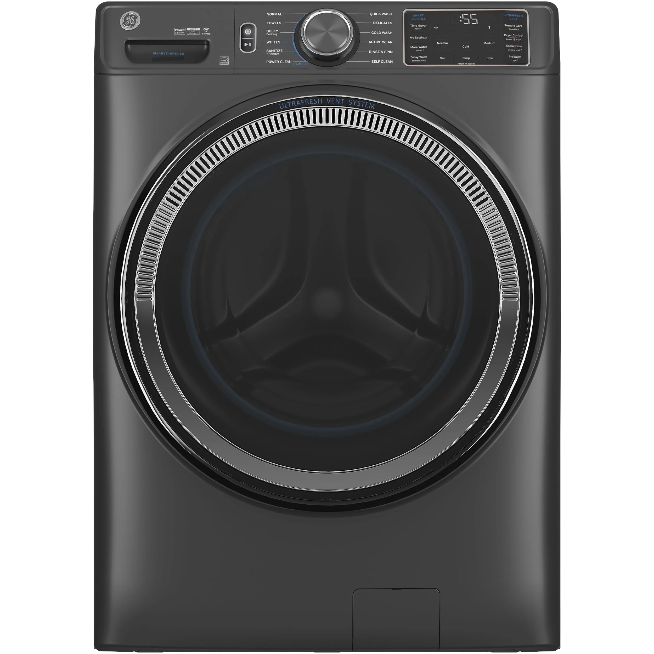 Verified GE® ENERGY STAR® 5.0 cu. ft. Capacity Smart Front Load Steam Washer with SmartDispense™ UltraFresh Vent System with OdorBlock™ and Steam Responsible